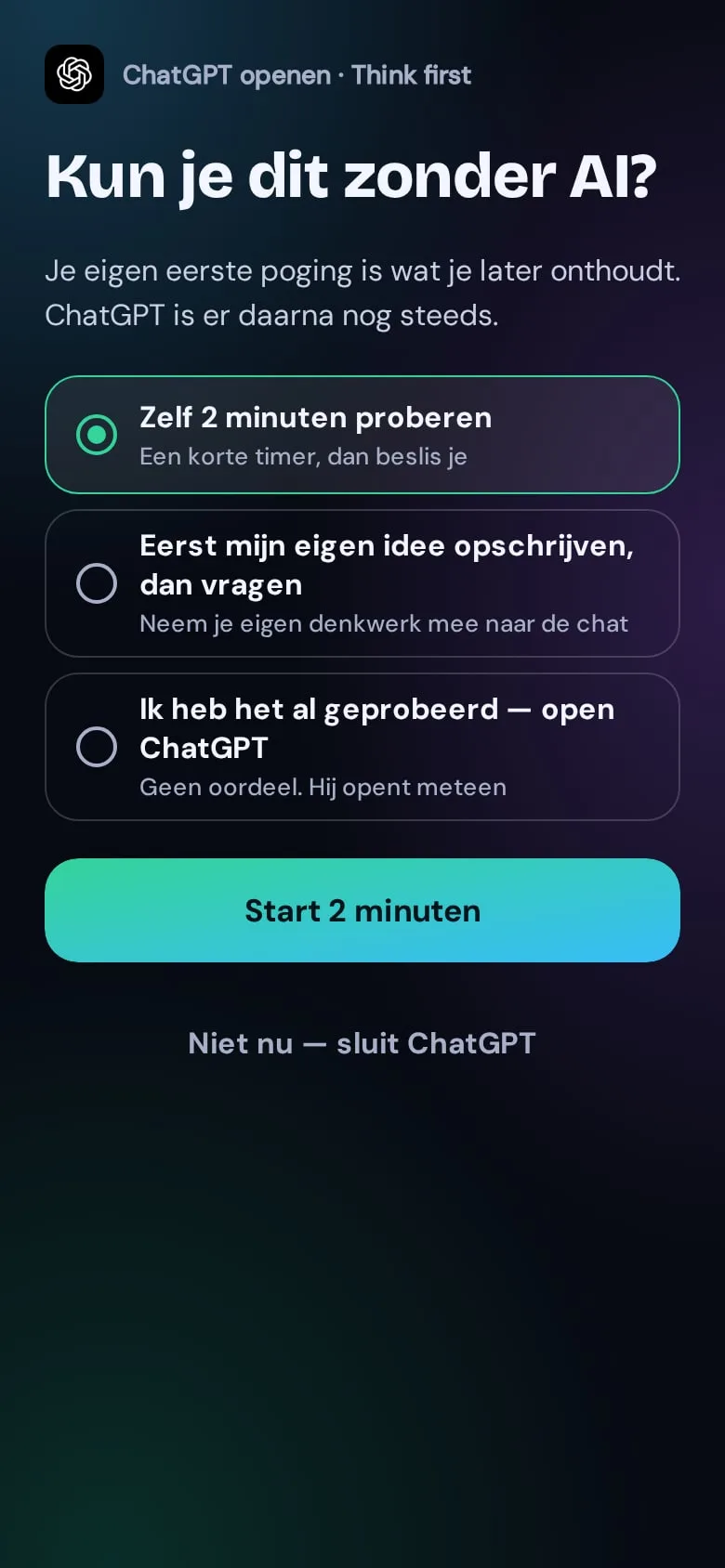 Think first: kun je dit zonder AI?
